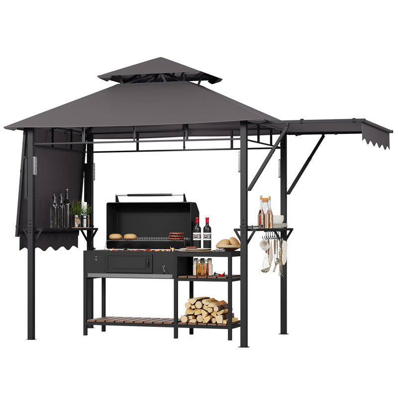 Abri à auvent durable pour patio extérieur, Gris