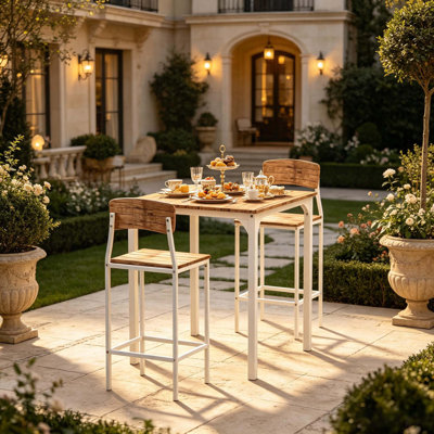 Space-Saving Table Set,Stylish 3-Piece Bistro Set,Square Table and Two Stools for Compact Kitchen or Breakfast Nook,Compact Dining Set