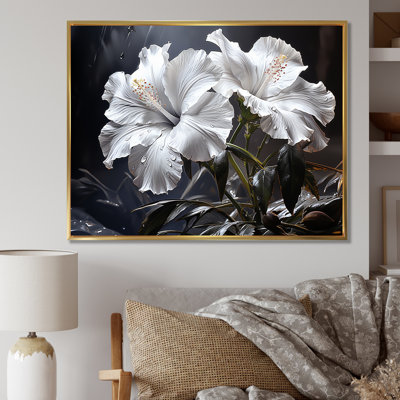 Fleurs d'hibiscus illuminées par Moonlig - salon d'art mural hibiscus