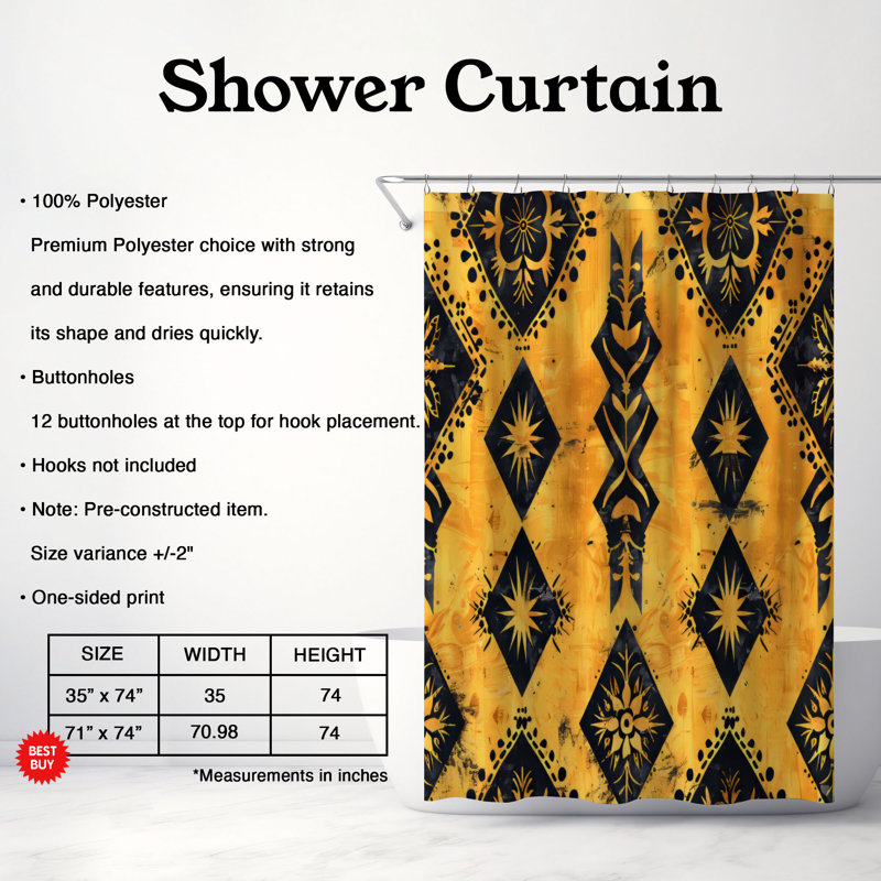 Bohemian Vibes - Rideau de douche Premium, H 74 po x l 71 po