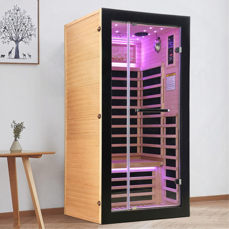 1-Person Indoor Sauna Room with Starlight LED Ceiling Lighting