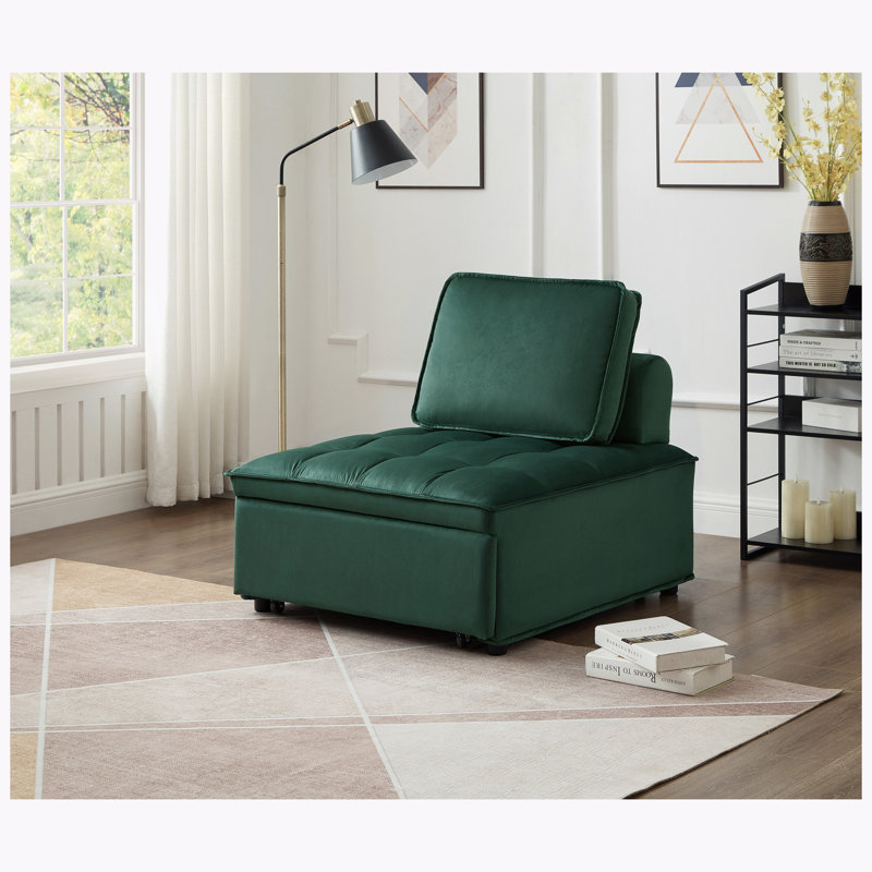 Convertible Sleeper Chair Bed, Green Velvet