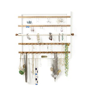 Dangle Stud Hoop Earring Holder Organizer Jewelry Storage Rack Easy Display  (White)