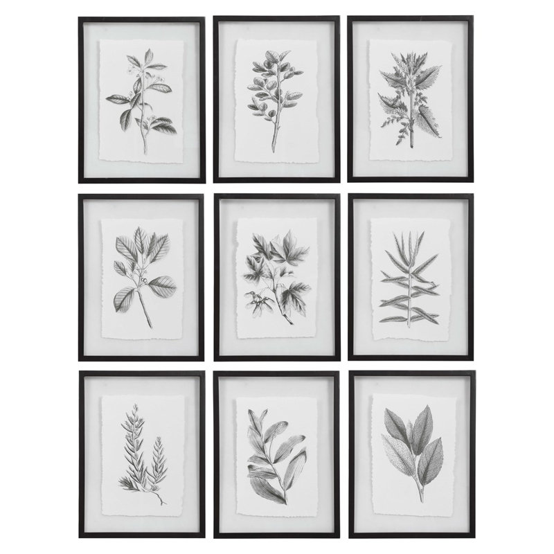 Farmhouse Florals - 9 Piece Single Picture Frame Print Set