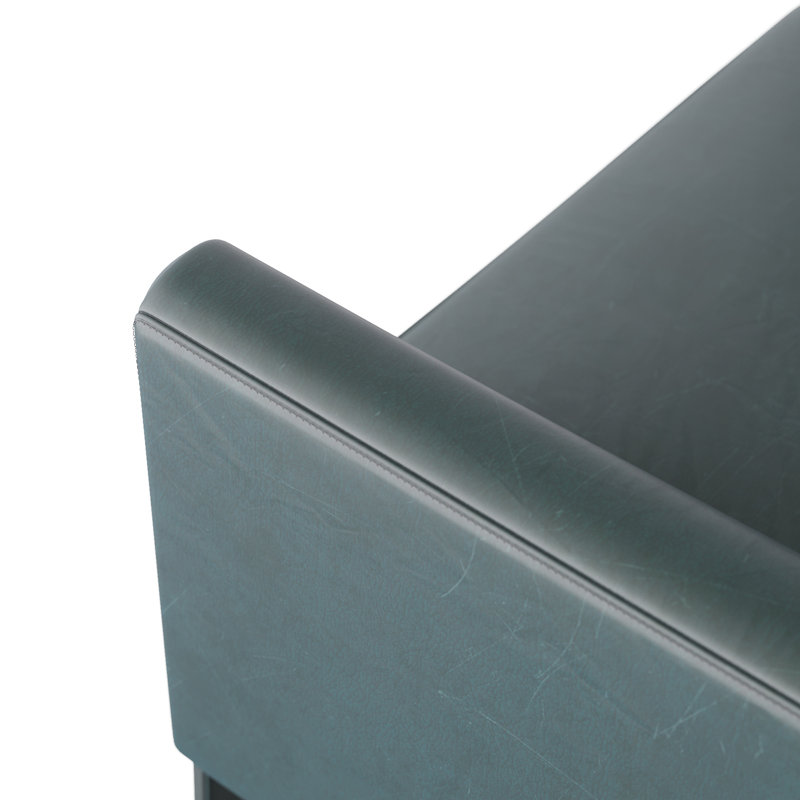 Bleu Leather Wingback Chair