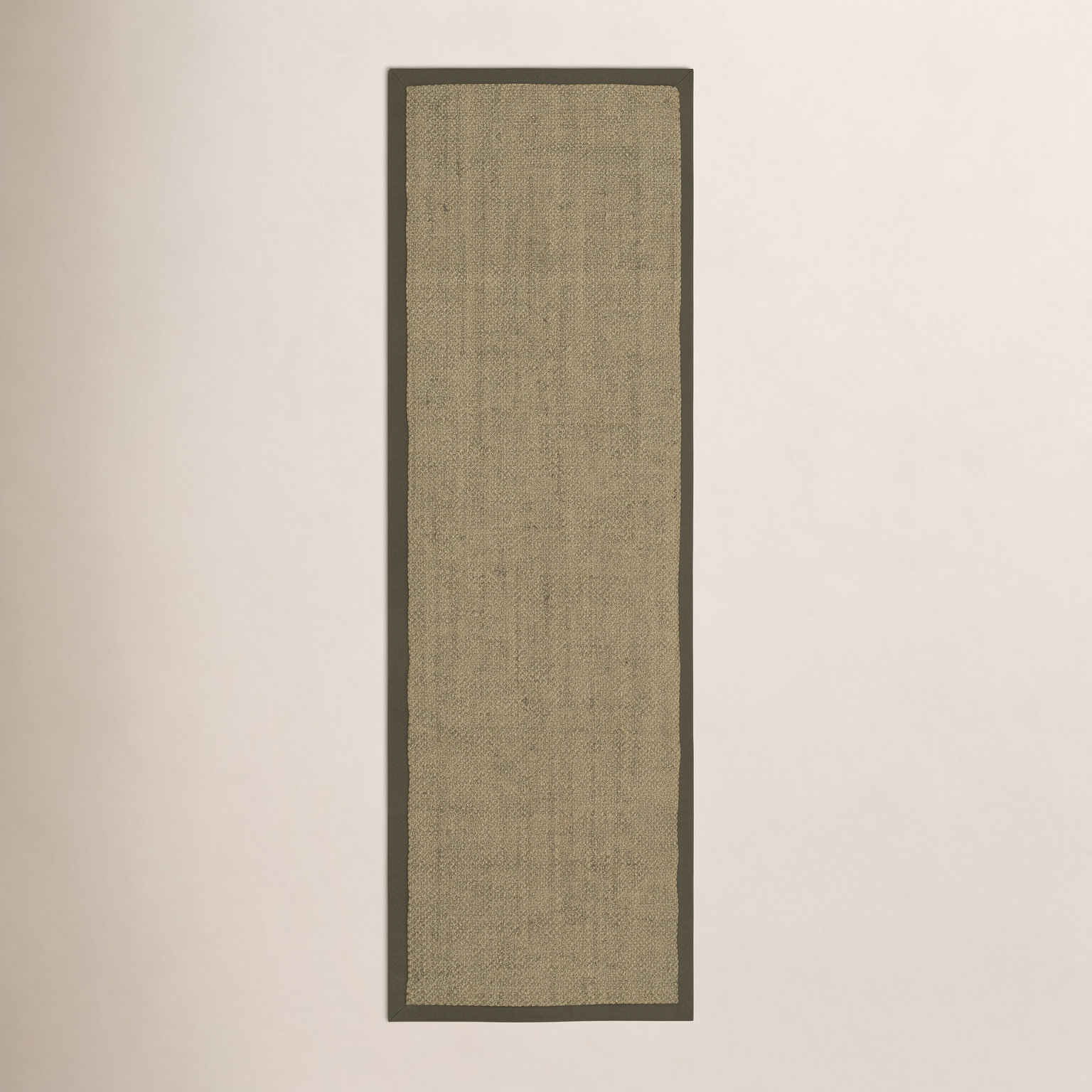 Beige Green Floral Jute Rug, Runner 2'6" x 6'