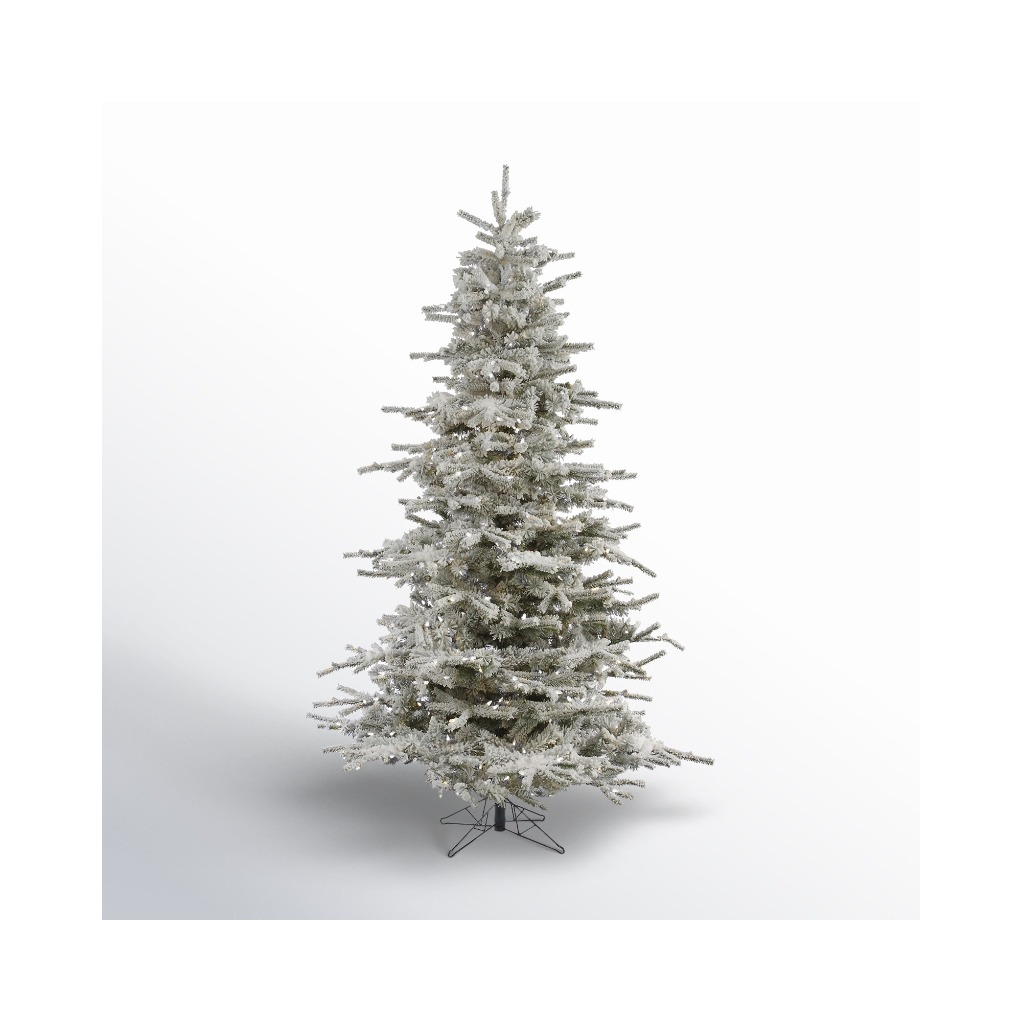 Flocked Sierra Fir Artificial Christmas Tree, Warm White LED, 8.5' H