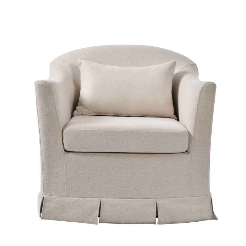 Mcgee Modern Farmhouse Slipcovered Swivel Armchair, Linen Polyester