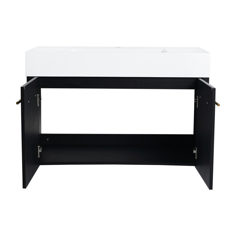 Bathroom Sink Vanity - 36 Inch, Wall Mounted, -Proof Base Inch Black Chestnut Color, Soft Closing Hinges, Practical, 36"