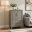 Commode haute Levy, armoire à DEL et 3 tiroirs avec range-chaussures, gris
