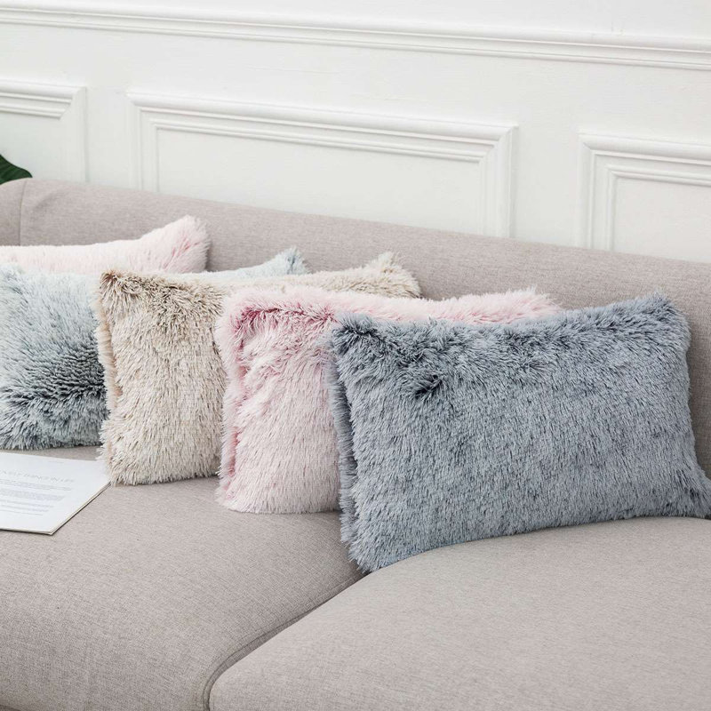 Housse de coussin en fausse fourrure , Kaki