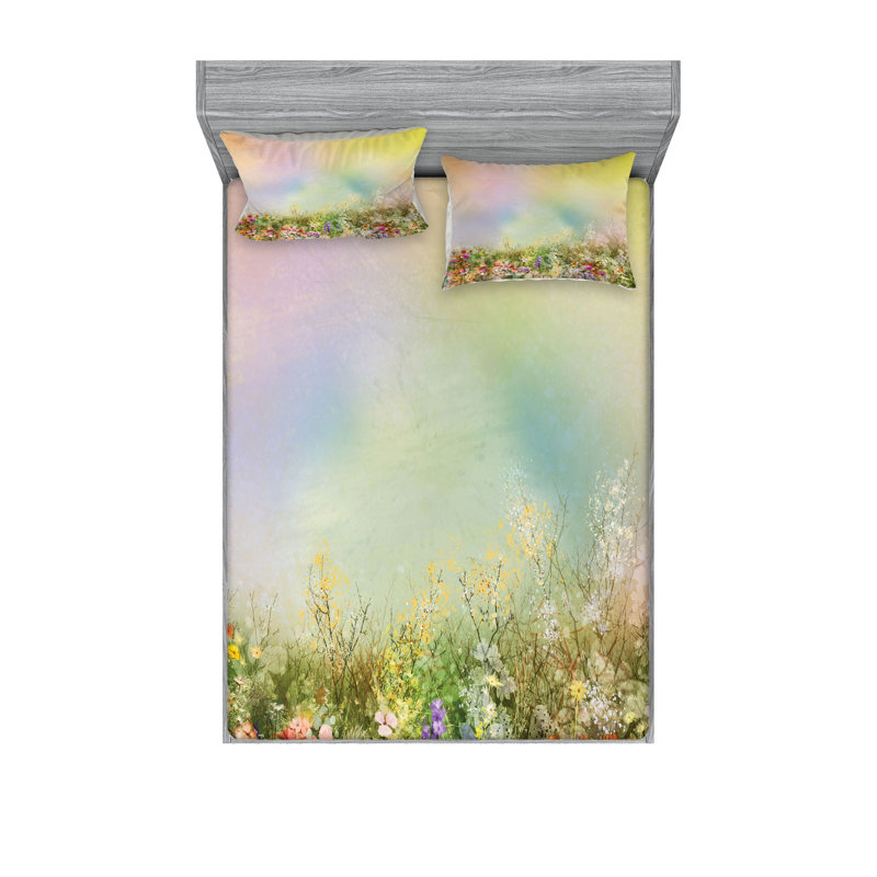 Multicolore drap-housse et coussin décoratif Ambesonne, Ensemble de draps pour très grand lit + 4 taies d