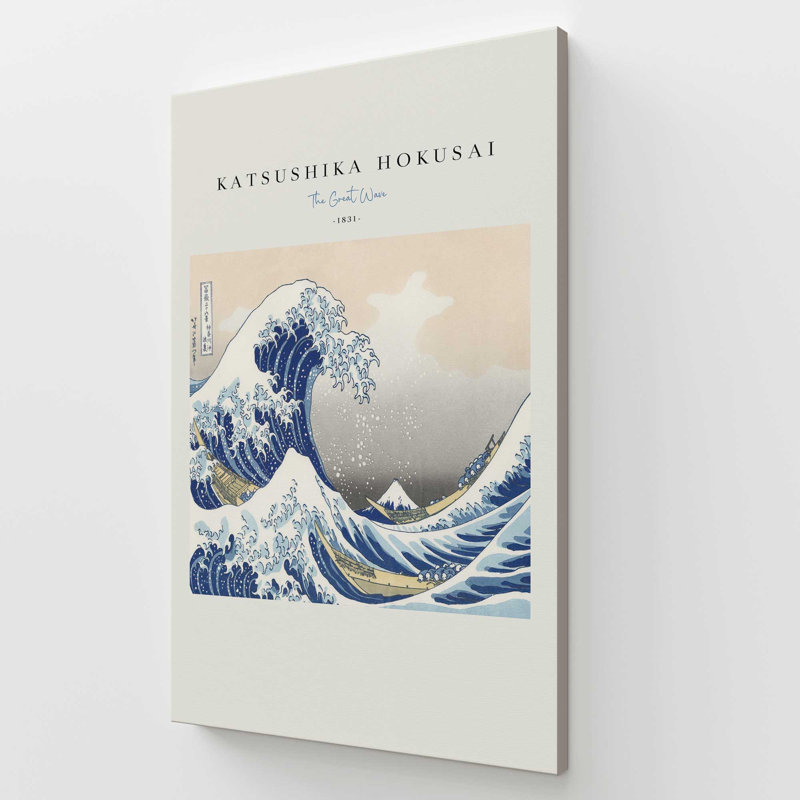 La grande vague par Hokusai v2, H 60 po x l 40 po x P 1,25 po, Toile tendue