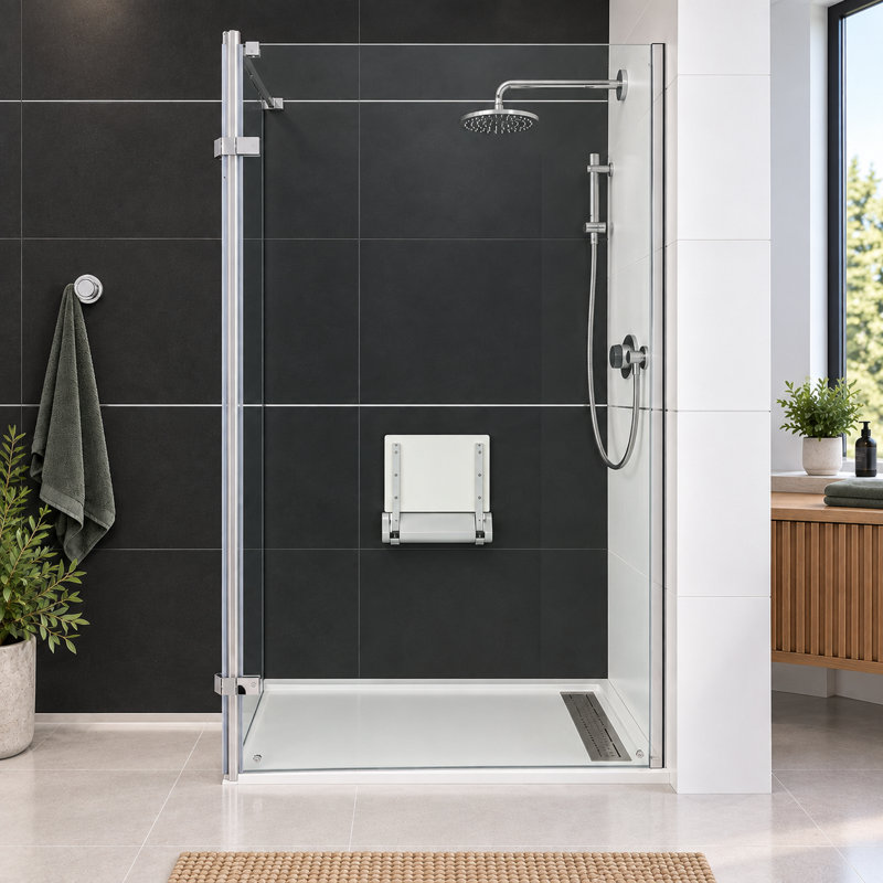 950mm W x 2000mm H Frameless Wet Room Glass Screens with Clear Glass