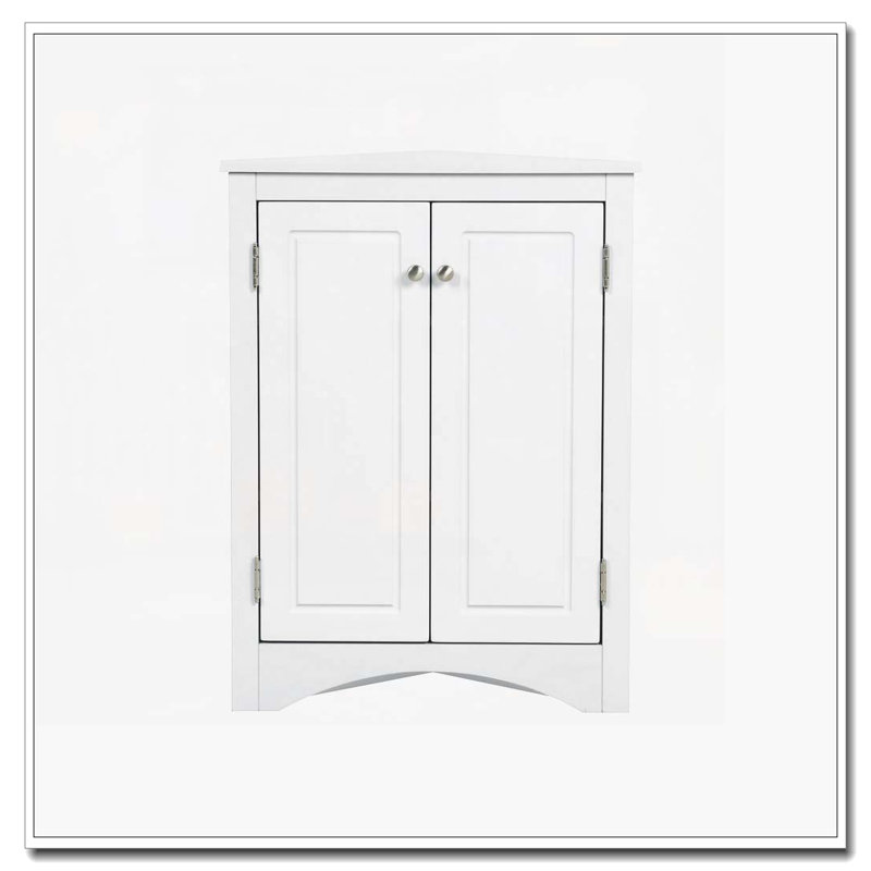Corner Bathroom Storage Cabinet with Adjustable Shelves, White