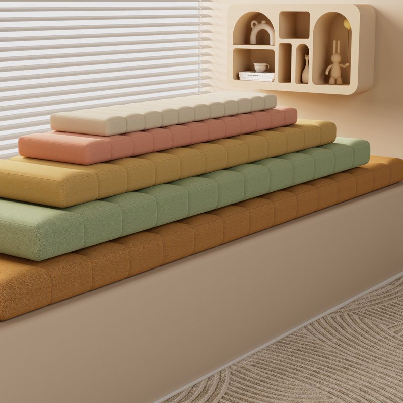 2.8''Custom Bench Cushion for Indoor/Outdoor Furniture, Fleece Anti-Pet Scratch Window Seat Cushion, Gray, 106" W x 24" D