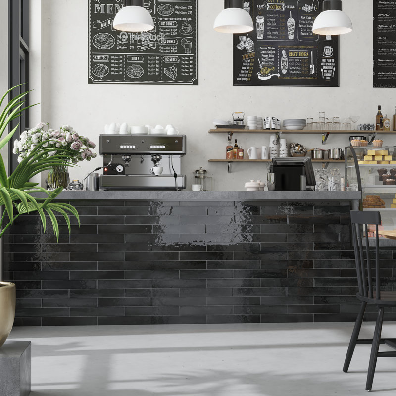 2.56'' W x 15.75'' L Ceramic Subway Singular Tile, Black