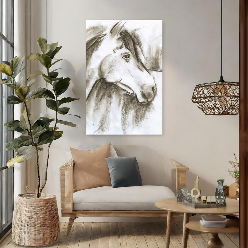 Grand cheval rouge abstrait, art contemporain, H 48 po x l 32 po