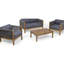 Fauteuil club en bois pour l'extérieur (2 chaises), incorporant un look moderne avec tissage et de l'eau - chaises de 2 sièges élégants