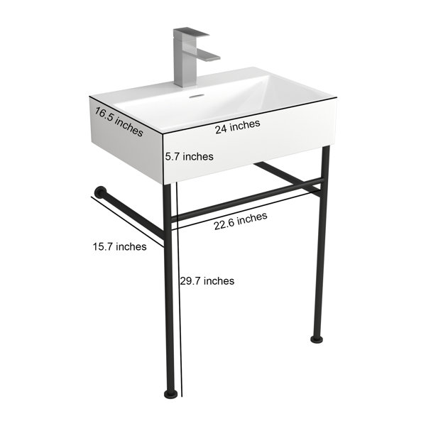 Rectangular Sinks Sizes Logmey 16.5'' Ceramic Rectangular Bathroom Sink with Overflow | Wayfair