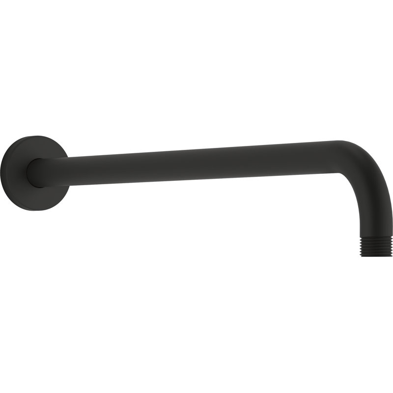 Statement 19 in. Wall-Mount Single-Function Rainhead Arm And Flange, Matte Black