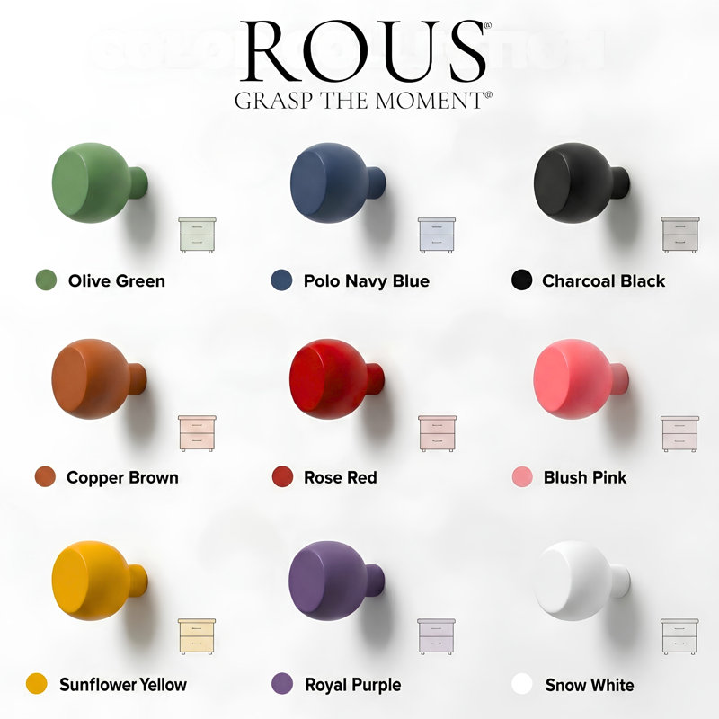 ROUS Hardware Mid Century Modern Sphere Knob, Snow (White)