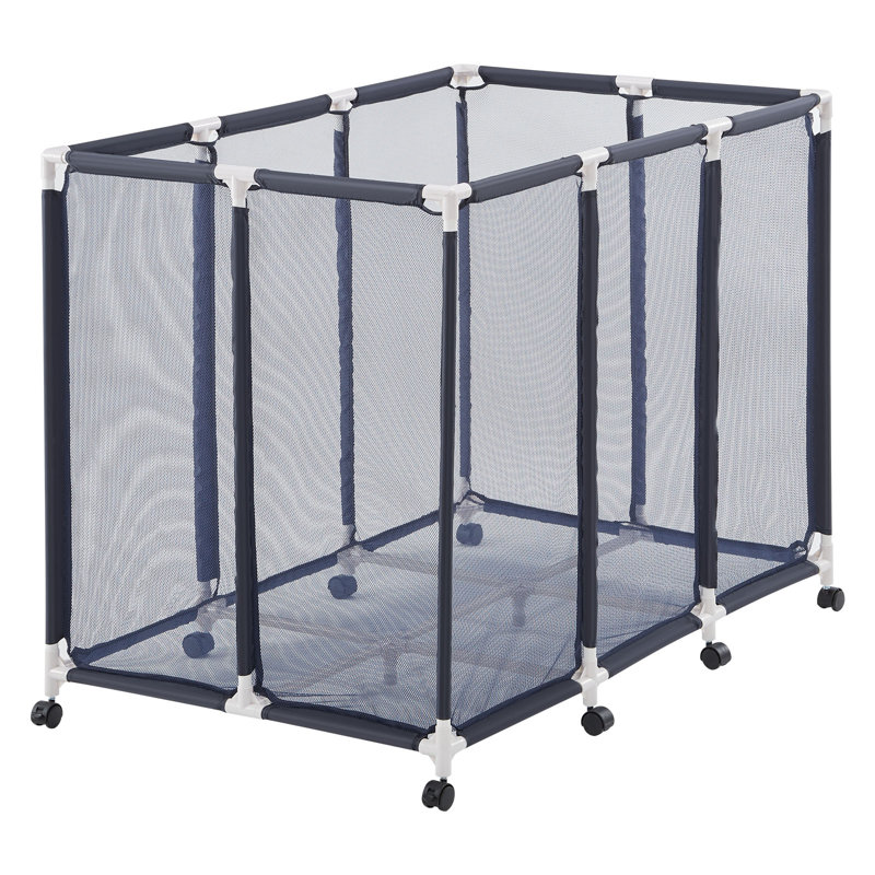 Pool Storage Bin, 48 x 33 x 39 in, Rolling Pool Float Storage Organizer with Casters, Durable Plastic Frame, Poolside Toys Noodles Holder, Breathable Mesh Basket for Swimming Pools
