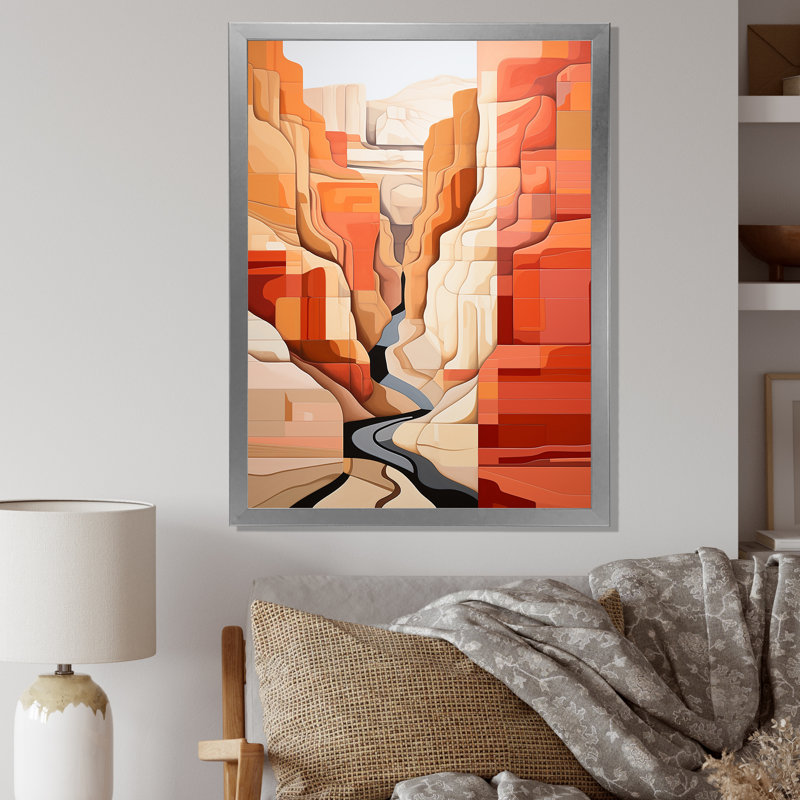 «Abstract Canyon Desert Storm», reproduction sur toile, Cadre simple argenté, H 20 po x l 12 po x P 1 po