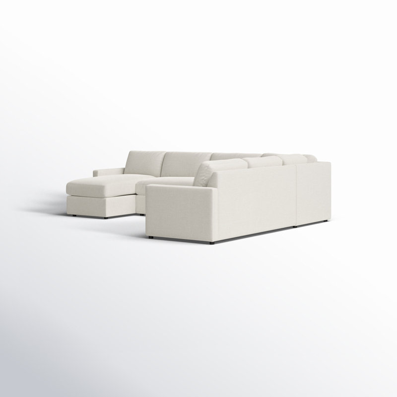 Damari Upholstered U-Shaped Sectional, Nomad Snow Crypton® Chenille, Left Hand Facing