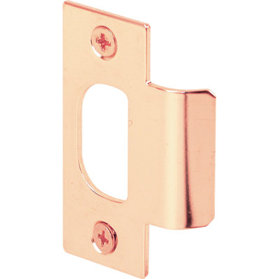Solid Brass Standard T-strike Door Strike Plate, 2-1/8 in. Hole Spacing, Classic Polished Brass Plated (Single Pack)
