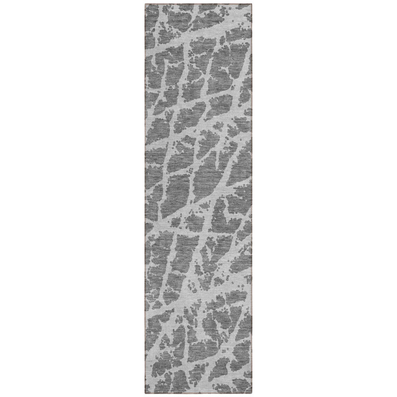 Tapis de couloir d'extérieur 8 pi gris anthracite lavable antidérapant
