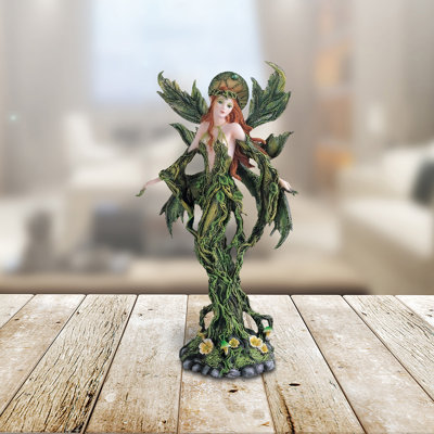 12"H Tree Fairy with Green Wings Figurine