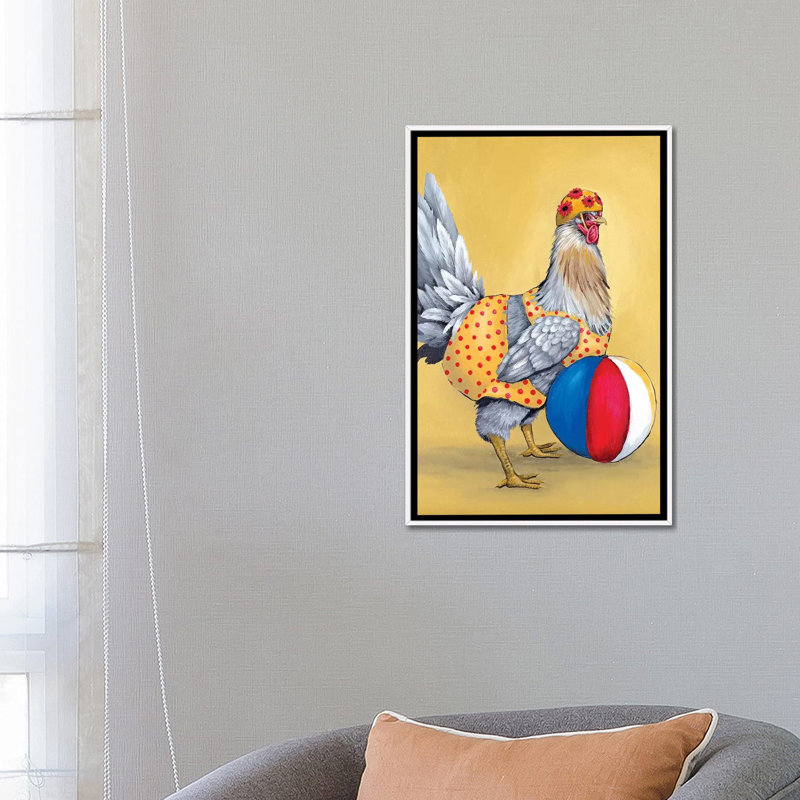 «Chicken I» par George Dyachenko - reproduction d'art, H 48 po x l 32 po x P 1,5 po, Toile encadrée d'or, Aucun mat
