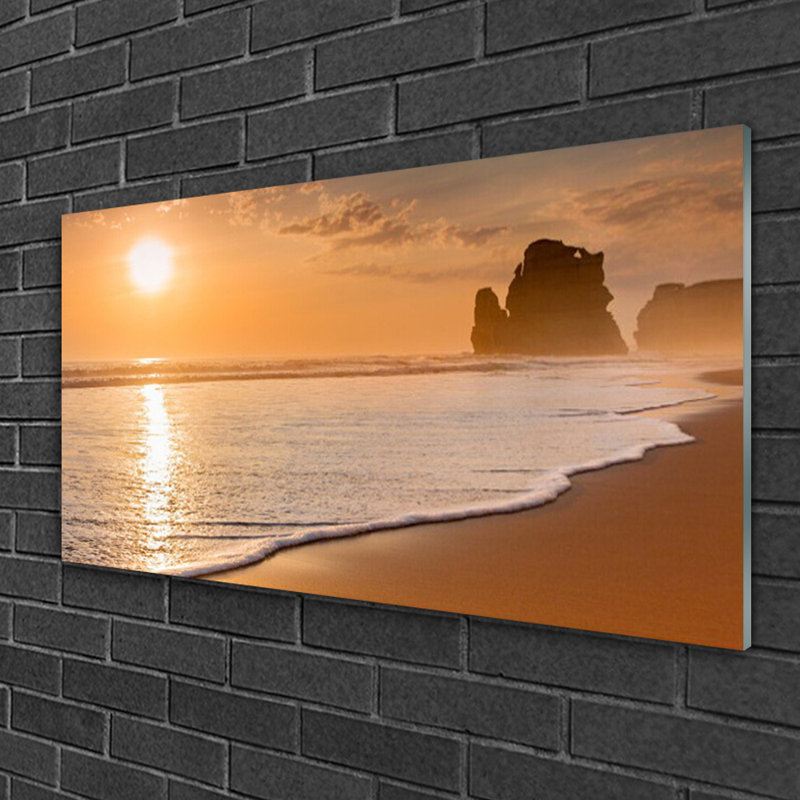 Landscape Sea Beach Sun - No Frame Print on Glass
