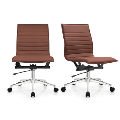 Drayke Mid Century Modern Contemporary Ergonomic Office Chair Modern Wide With Wheels Pads Faux Leather Swivel Adjustable Executive Pads Seat by Brayden Studio