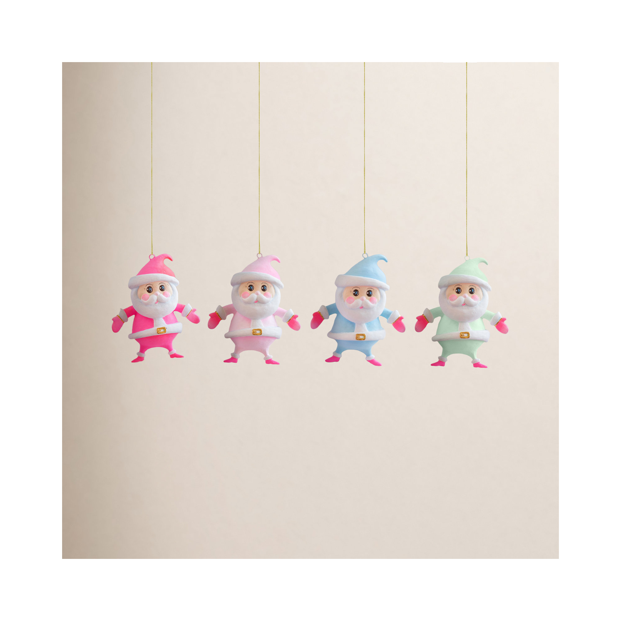 Glitterville Rainbow Baby Papa Noel Ornament, Light Pink