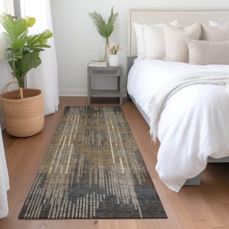 Premium Machine Washable Prisco Taupe Rug, Runner 2'3" x 7'6"