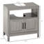 Armoire de rangement à piédestal, armoire de salle de bain sous lavabo avec 2 portes et tablette ouverte, meuble-lavabo