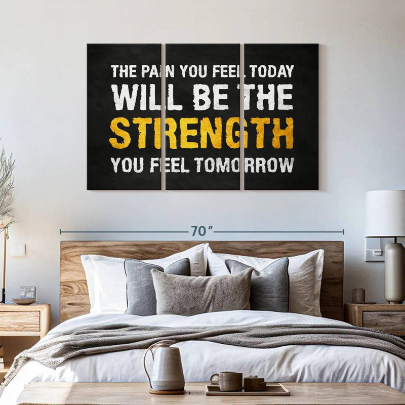 Motivation, typographie, inspiration, gymnastique sur toile, ensemble de 3 pièces, H 36 po x l 57 po x P 1,25 po