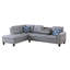 Ensemble de quatre sièges modulaires en L gris en similicuir gris, 3 pièces avec siège central rétractable pour des séances de jeu / cinéma confortables, comprend deux coussins décoratifs et un rangement, cadre en bois massif rembourré de mousse-1531800821