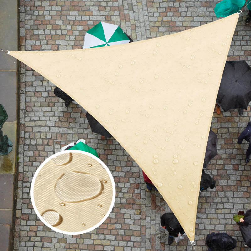 Beige Waterproof 16' Triangle Shade Sail Canopy