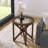 Glasstique Solid Wood Base End Table with Tempered Glass Top