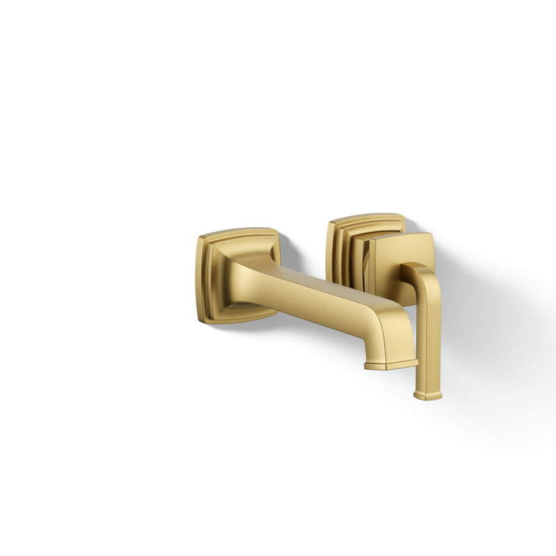Riff Wall-Mount Single-Handle Bathroom Sink Faucet, Vibrant Brushed Moderne Brass