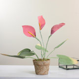 19" Pink and Green Decorative Calla Lily Artificial Christmas Plants