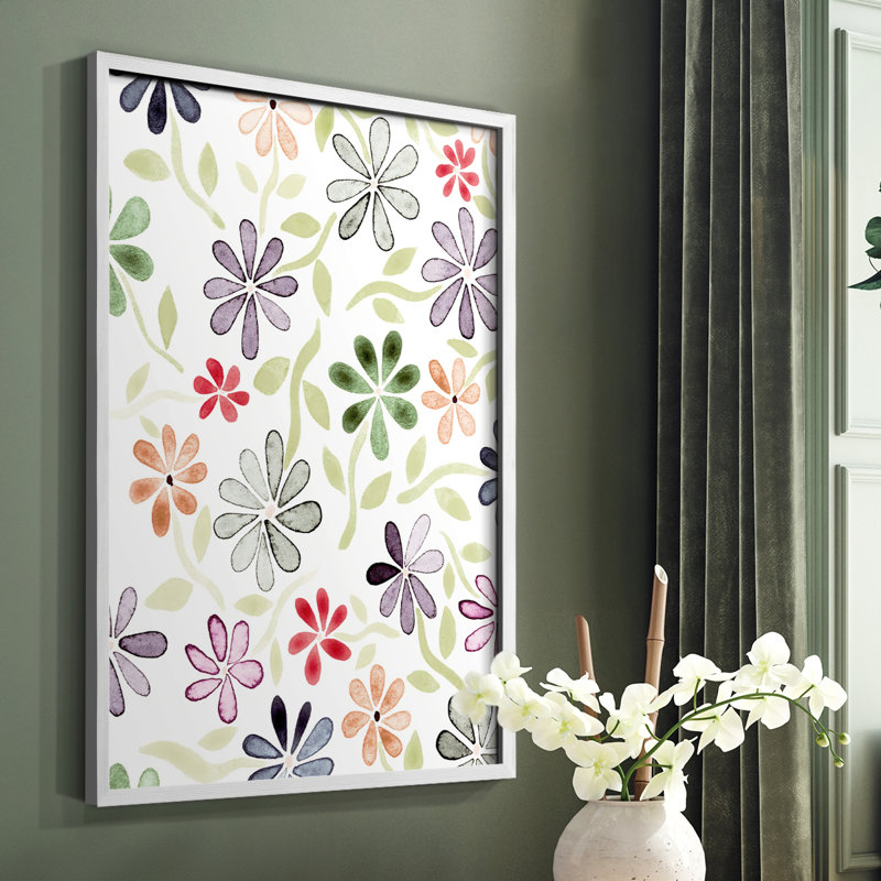 «Faded Flowers II», reproduction encadrée - bois massif, Blanc, H 10 po x l 8 po