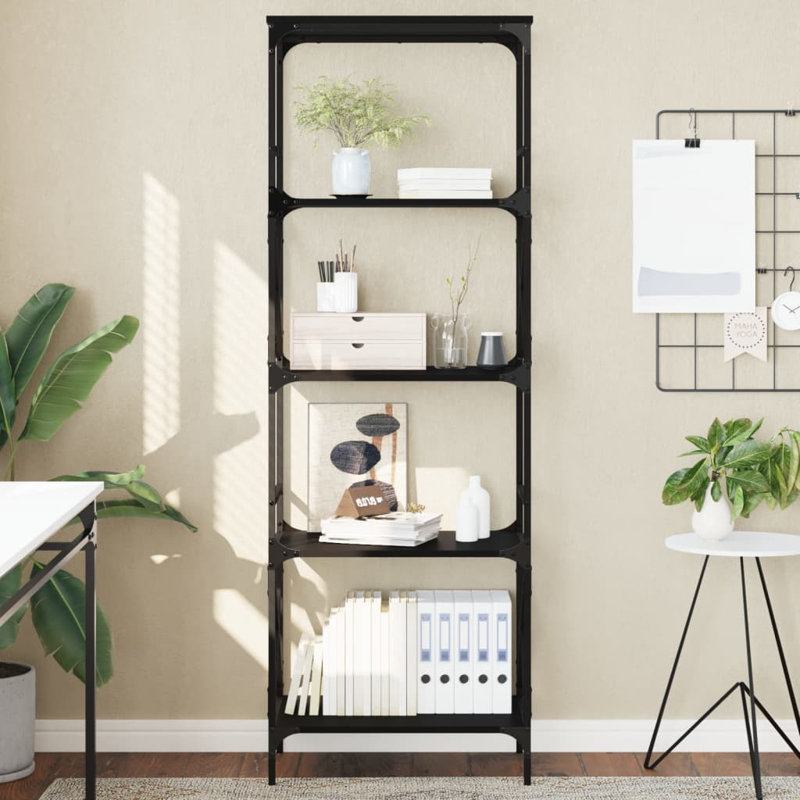 Étagère en fer Tyieshia, (5 tablettes) H 67 po x l 23 po x P 14 po, Noir