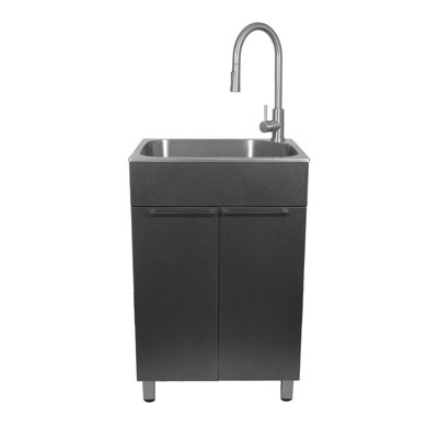 All-In-One 22" L x 18" W Free Standing Compact Laundry Sink with Faucet