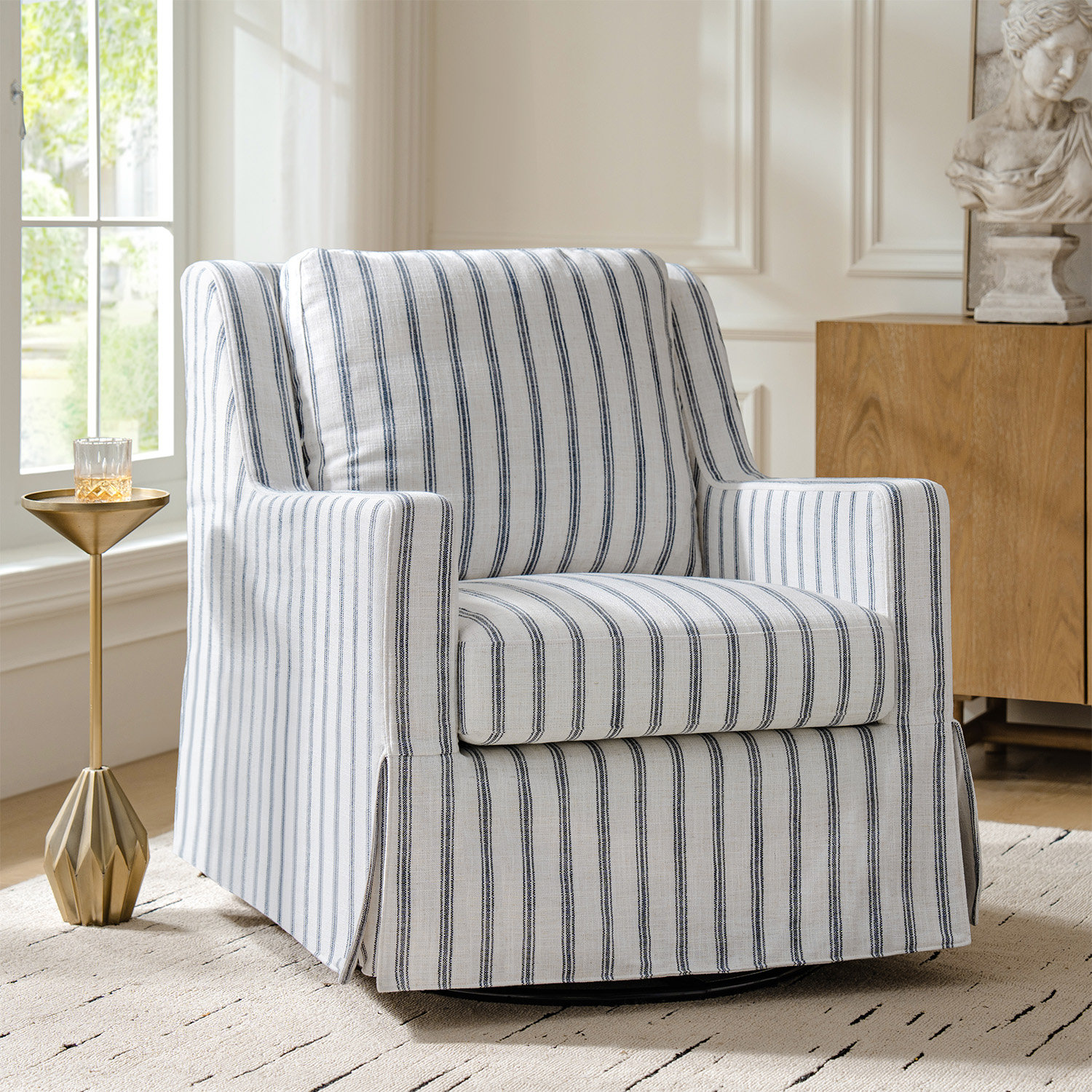 Lillie Swivel Rocking Armchair, Navy