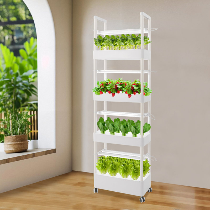 4-Layer 56-Hole Hydroponic Growing Tower With Lights