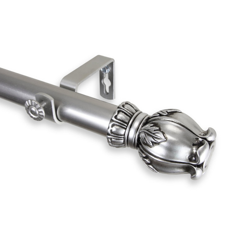 Tringle à rideaux simple Regent, H 2 po x l 48 po x P 3,63 po, Nickel satiné